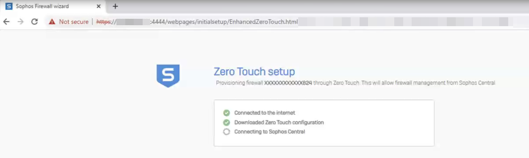 Zero Touch setup window.