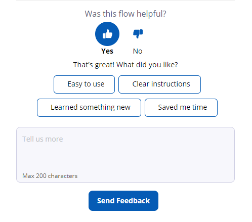 The feedback form for positive feedback.