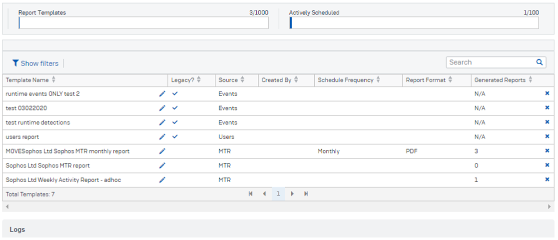 Reports page.