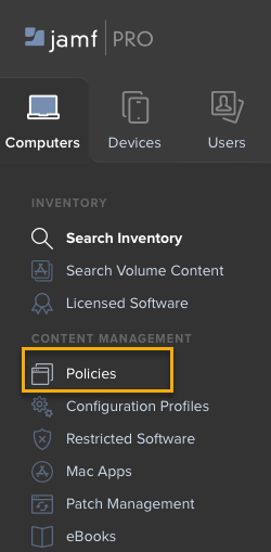 Policies in Jamf Pro.