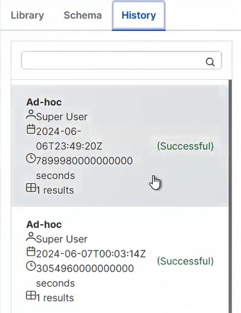 Query history.