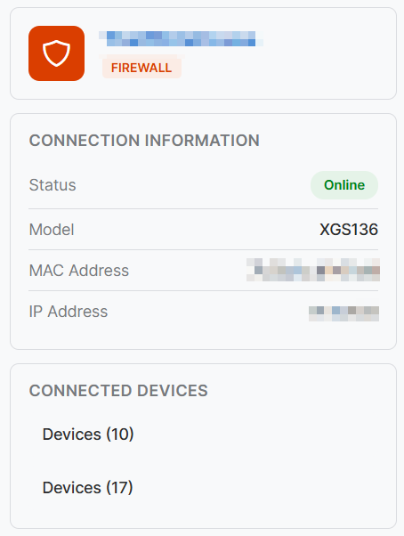Firewall device details.
