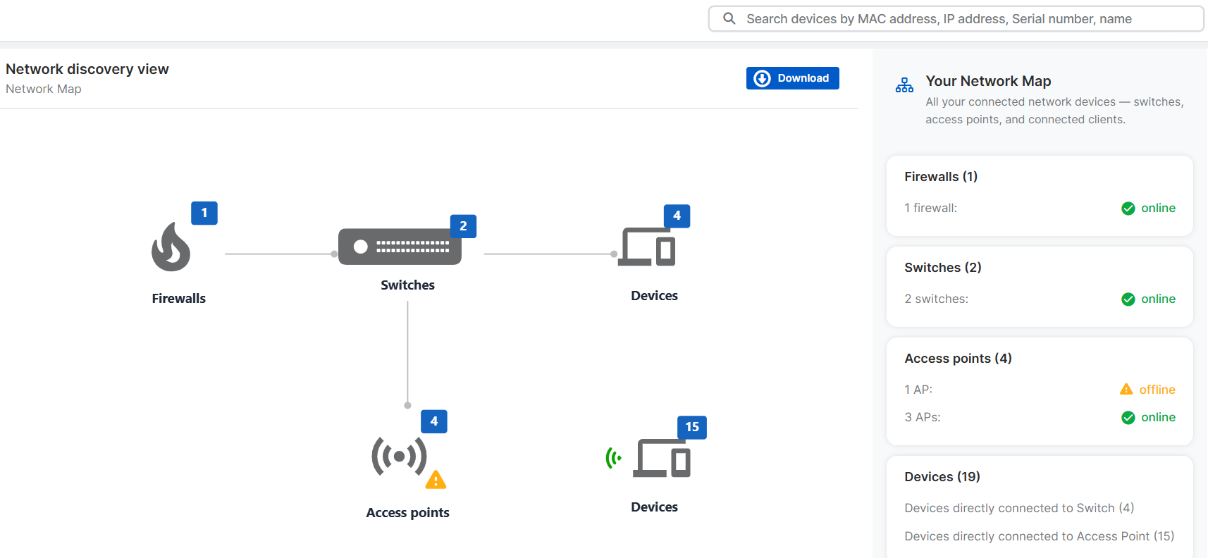 Network discovery view.
