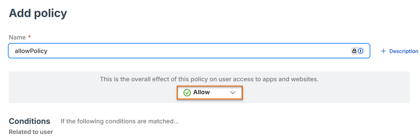 Shows how to select the overall policy effect.