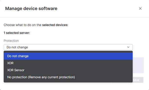 Manage Endpoint Software dialog.