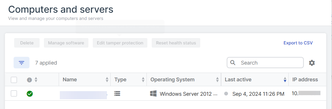 Servers list.