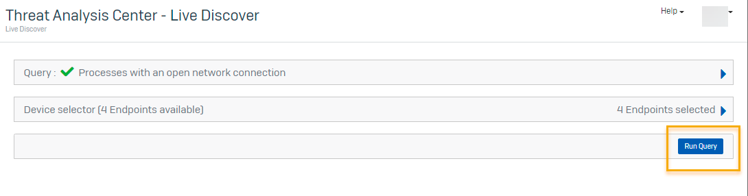 Screenshot of Run query button.