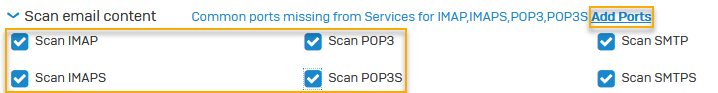 Scan email content in firewall rule.