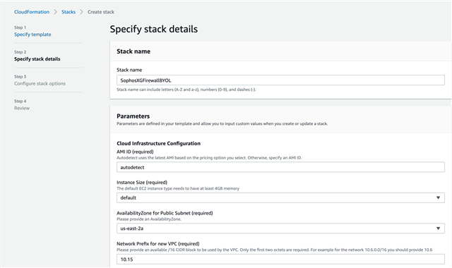 Specify stack name.