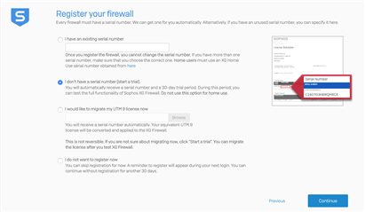Register your Sophos Firewall.