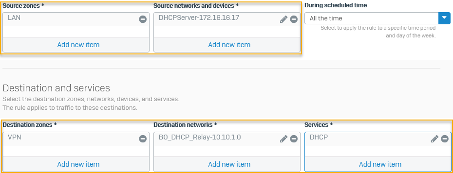 Outbound firewall rule for DHCP server in head office.