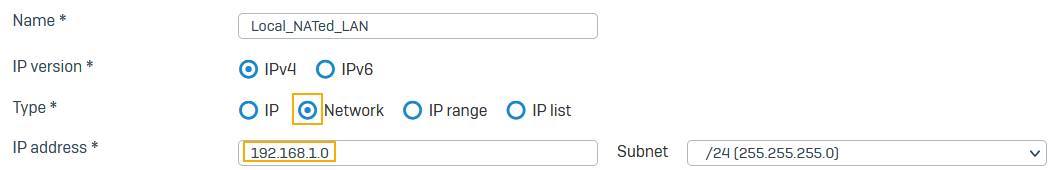 Local translated LAN IP host configuration on firewall one.