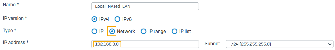 Local translated LAN IP host configuration on firewall two.