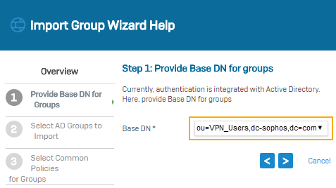 Import Base DN in the import group wizard.