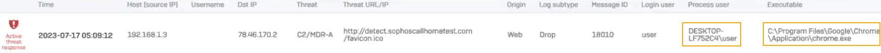Endpoint log.