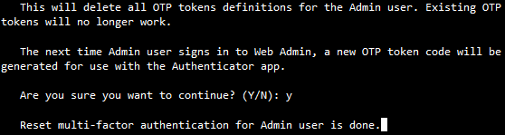 Reset MFA result.