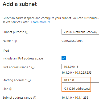 Gateway subnet.