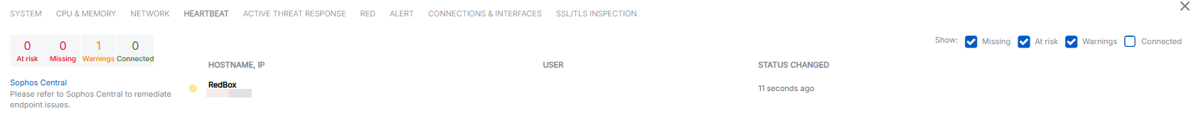 Heartbeat tab.