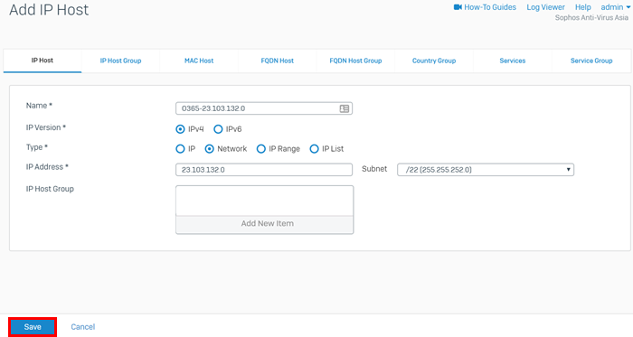 Add IP host definition for O365.
