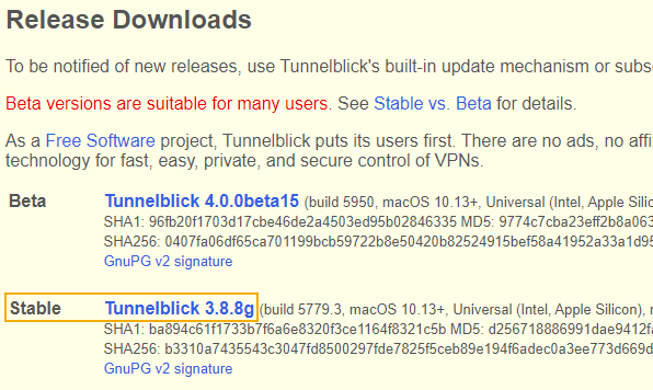 Tunnelblick download.