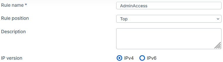 API admin access local service exception rule position and version.