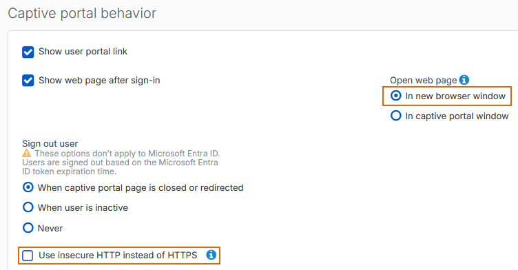 Captive portal behavior.