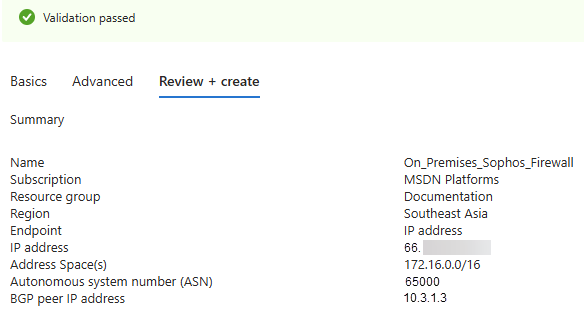 Local network gateway validation.