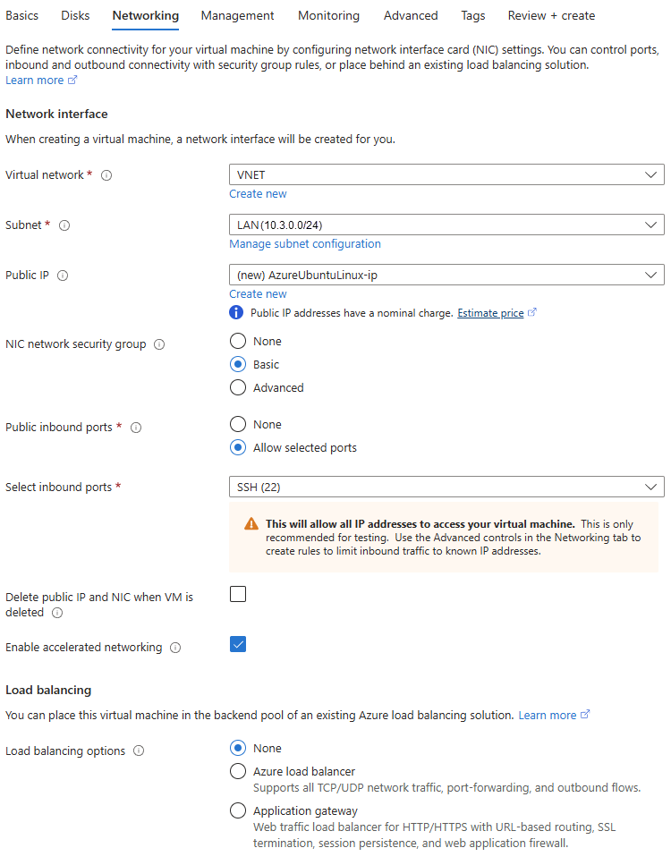 Microsoft Azure VM host networking.