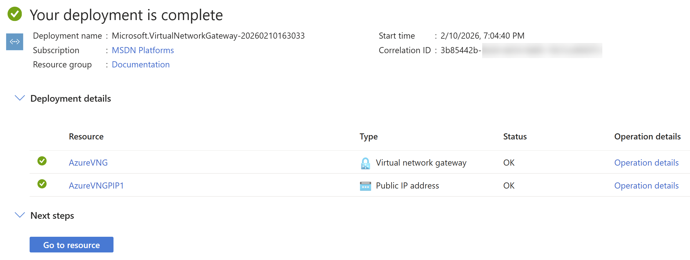 VNG deployment complete.