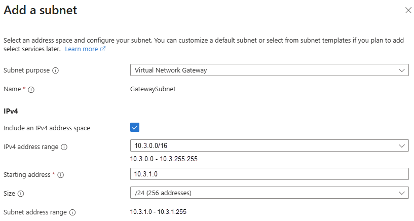 Gateway subnet.