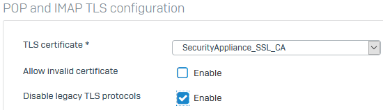 Configure POP-IMAP security settings