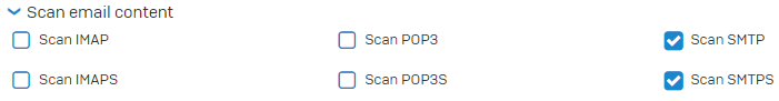 Scan SMTP, SMTPS traffic