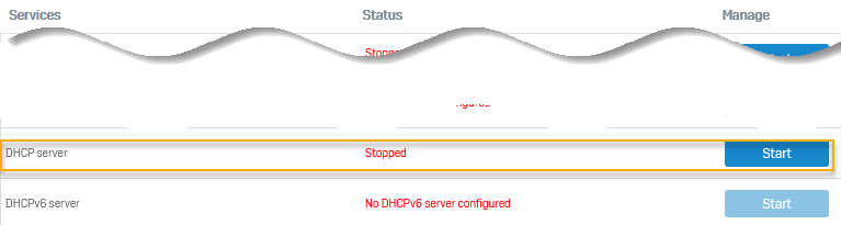 DHCP server status