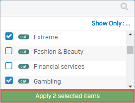 Select the web categories