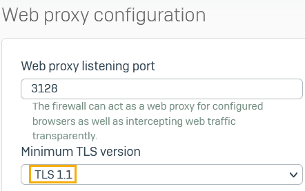 Setting minimum TLS configuration