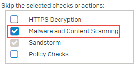 Select malware and content scanning