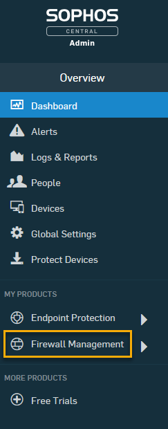 Firewall management menu option.