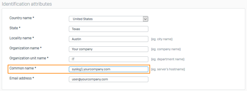 Certificate identification attributes.