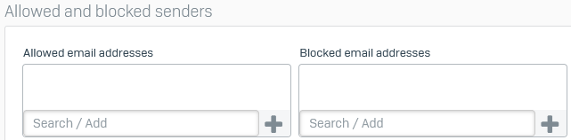 Allowed and blocked email addresses.