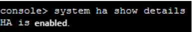 HA status shown on the command line interface.
