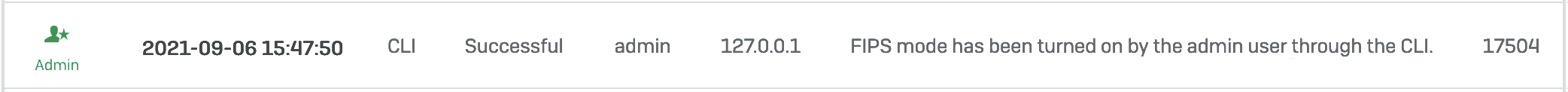 Log viewer message when FIPS is turned on.