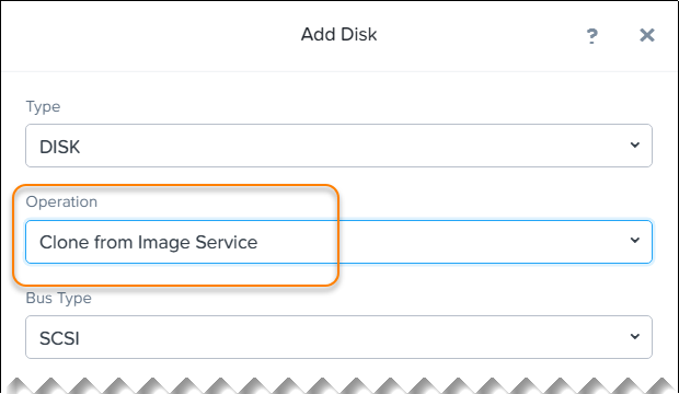 Selected option: Clone from Image Service