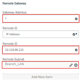 Remote gateway settings.