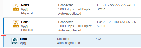 Click the port to see the xfrm interface.