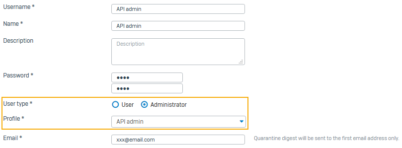 Select an administrator profile