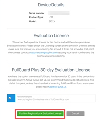 Confirm license on Sophos Firewall licensing portal