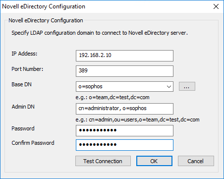 Configure the Novell eDirectory settings