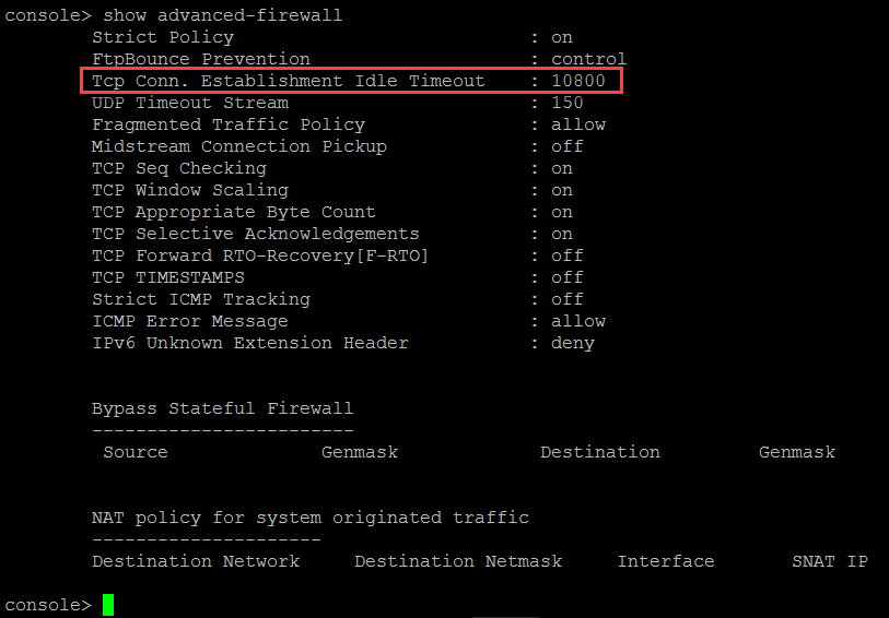 Idle time value on the CLI.