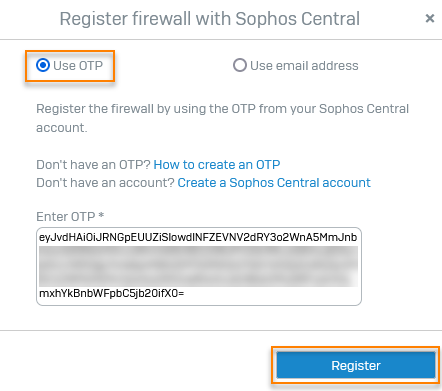 Enter OTP and click Register