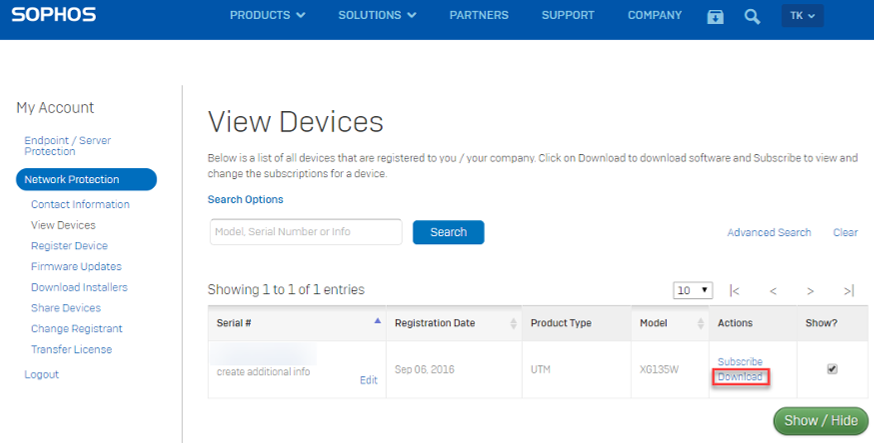See your devices on Sophos licensing portal